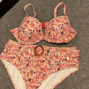 Jette Floral Bikini Set in Pink, Orange, Purple